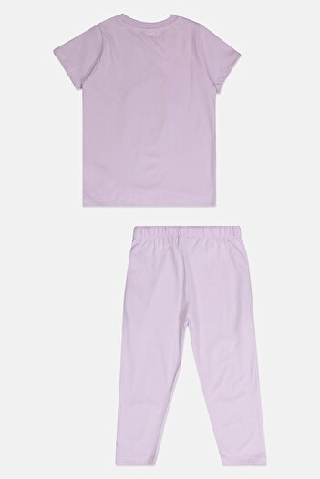 PEANUTS Toddlers Girl 2 Pcs Short Sleeve Graphic Print Top And Bottom Set, Lavender