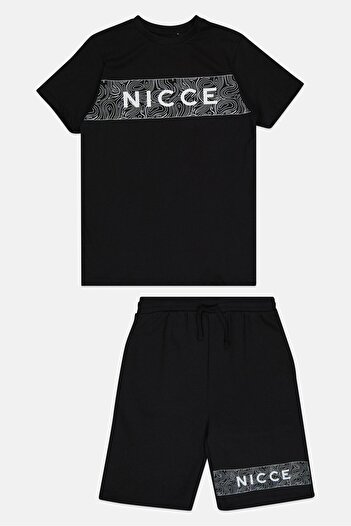 Nicce Kids Boy 2 Piece Graphic Print Top And Bottom Shorts Set, Black