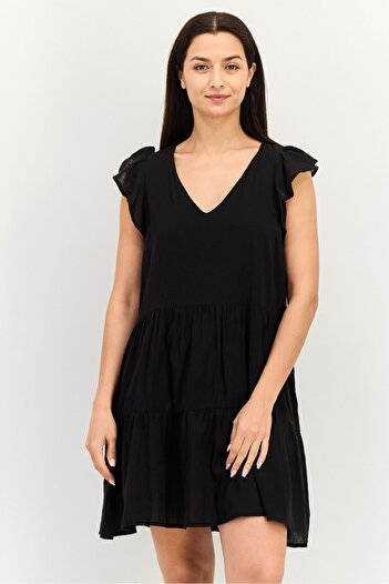 Brave Soul Women Plain Mini Dress, Black