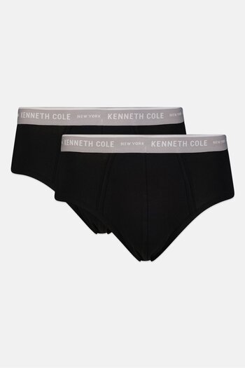 Kenneth Cole Men 2 Piece Brand Logo Briefs, Black