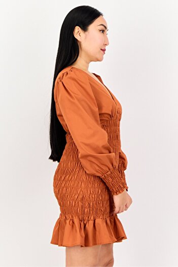 Glamorous Women Ruffle Mini Dress, Burnt Orange