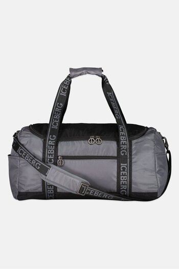Iceberg Men Brand Logo Duffle Bag, Dark Grey