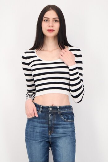 Don't Call Me Jennyfer Women Scoop Neck Long Sleeves Yarn Dye Sweater, Multicolor