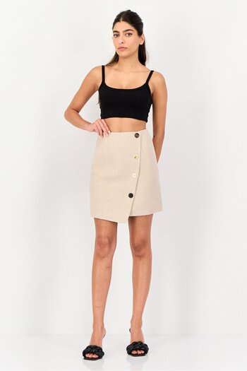 Selected Femme Women Heather Mini Skirts, Beige
