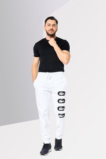 Lacoste Men Tapered Fit Brand Logo Joggers Pants, White