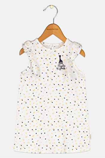 Sophie La Girafe Toddlers Girl Polka Dots Cap Sleeves Dress, Multicolor