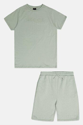 Nicce Kids Boy 2 Pieces Brand Logo Short Sleeve T-Shirt And Shorts Set, Sage Green