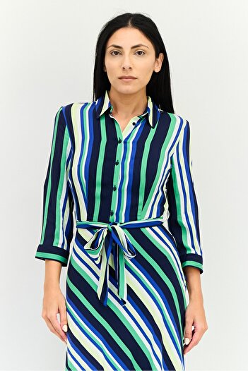 ORSAY Women Stripe Tie Belted Midi Dress, Multicolor