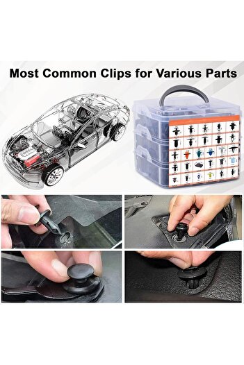 zola Set of 680 car clips/fixing clips, 23 types, universal, PVC, 17 x 17 x 14 cm