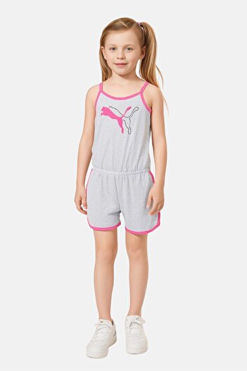 Puma Kids Girl Brand Logo Training Playsuit, Grey