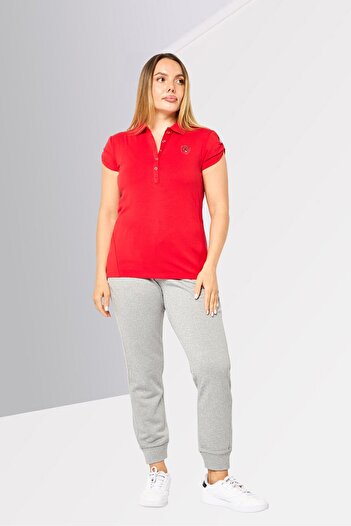 Puma Women Sportswear Fit Brand Logo Short Sleeve Outdoor Polo Shirt, Red