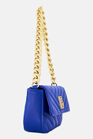 Lucky Bees Women Brand Logo Shoulder Bag, Blue