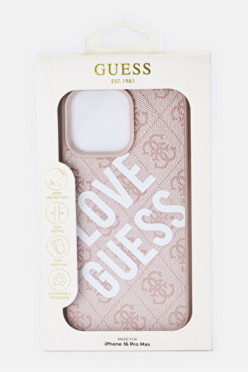 Guess iPhone 16 Pro Max Brand Logo Protective Case, Pink