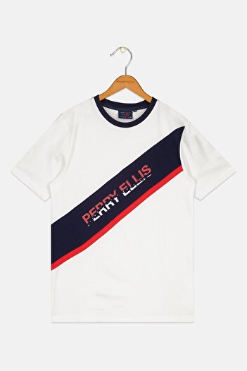 Perry Ellis Kids Boy Short Sleeve Brand Logo T-shirt, White