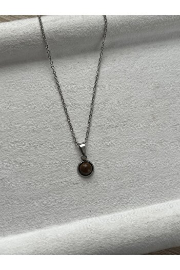Pel Design Minimal Tiger's Eye Stone Handmade Steel Necklace