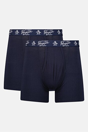 Original Penguin Men 2 Pcs Brand Logo Pull On Boxer Briefs, Navy