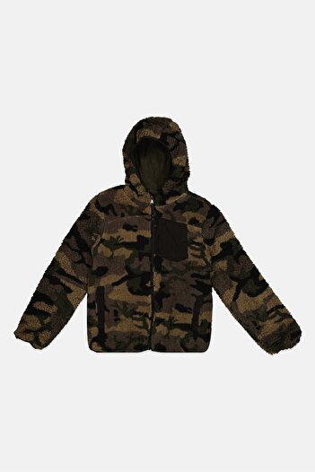Perry Ellis Kids Boy Camouflage Soft Shell jacket, Olive Combo