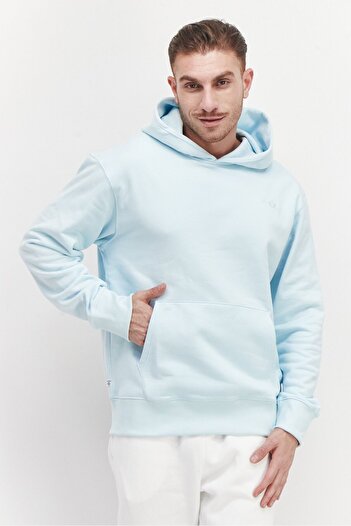 adidas Men Sportswear Fit Long Sleeve Outdoor French Terry Hoodie, Light Blue