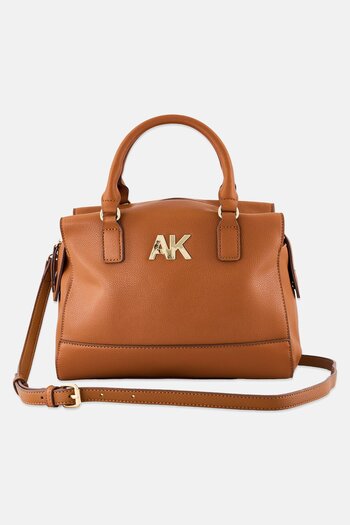Anne Klein Women Brand Logo Satchel Bag, Brown