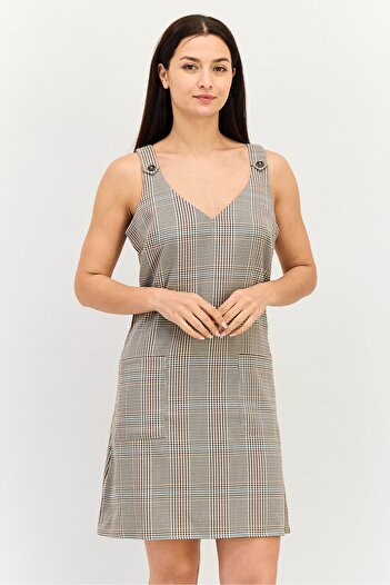 ORSAY Women Checkered Sleeveless Midi Dress, Multicolor
