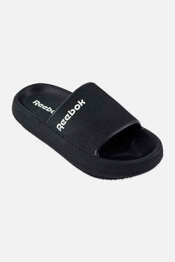Reebok Kids Boy Brand Logo Slip On Slides, Black