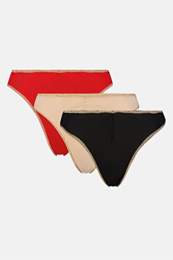 Bcbgeneration Women 3 Pieces Brand Logo High Cut Thong, Multicolor