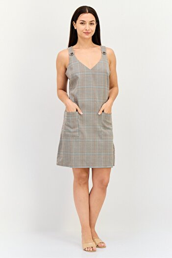 ORSAY Women Checkered Sleeveless Midi Dress, Multicolor