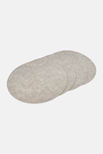 BEBEHOME 4 Piece Heather Round Placemats Set, Grey