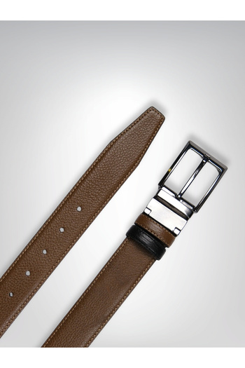 MFT Leather Design Genuine Leather Men's Belt – Double-Sided, 3.5cm, Black-Hazelnut |   2367
