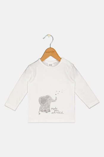 Feetje Toddlers Boy Crew Neck Long Sleeve Graphic Print T-Shirt, Off White