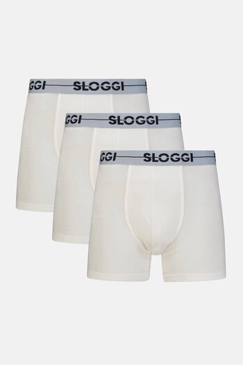 SLOGGI Men 3 Pack Brand Logo Boxer Briefs, White