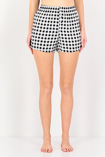 Forever 21 Women Gingham Pattern Pull On Pyjama Shorts, Multicolor