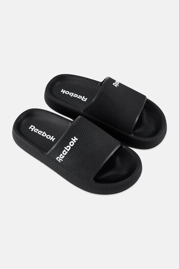 Reebok Kids Boy Brand Logo Slip On Slides, Black