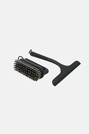 Lifestyle 2 Pieces Plastic Tile Brush With Squeege Set, Charcoal