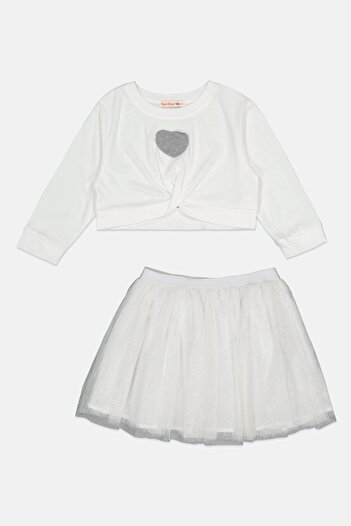 English Laundry Kids Girl 2 Pieces Solid Long Sleeve Top And Skirt Set, White