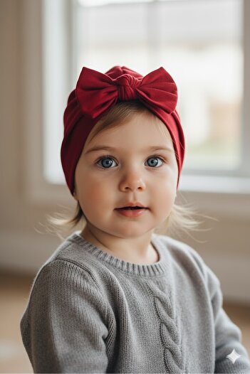 Babygiz Girl's 100% Cotton Stretchy Combed Cotton Bow Detailed Bonnet Beanie