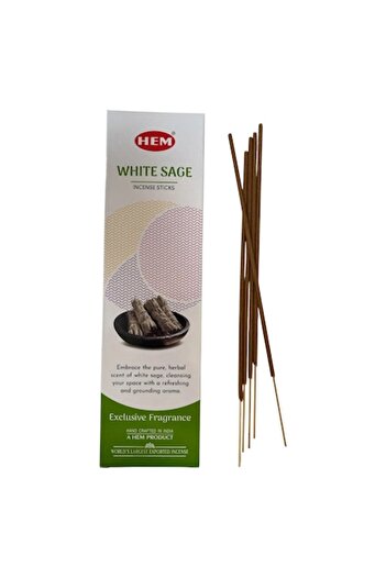 Hem Bețișoare de tămâie cu salvie albă - Parfum de salvie albă, purificare a energiei, lucrate manual în India