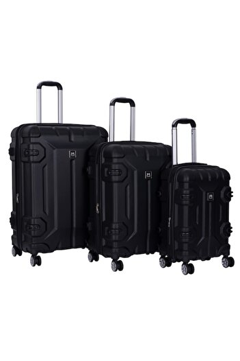 W.ZCKISS Set of 3 Trolleys, Size S+M+L, Expandable, 4 Double 360° Rotating Wheels, Shock-Resistant ABS, Blac
