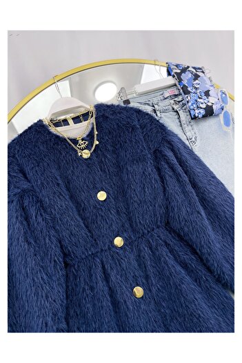 YEDİLALE Gold Buttoned Waist-Lettered Fur Coat