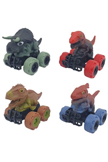 Birlik Oyuncak Friction Powered Dinosaur Cars 4-Pack - 12 cm - Triceratops & Stegosaurus & Triceratops & Parasaurolophus
