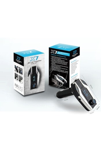 x7 Car kit auto Bluetooth, FM modulator, hands-free, USB, 3.5 Jack, MicroSD Slot, Silver,