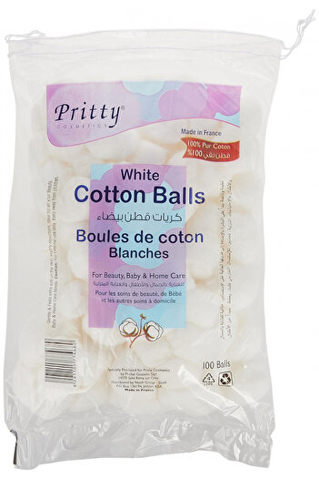 Pritty White Cotton Balls, 100 Pieces