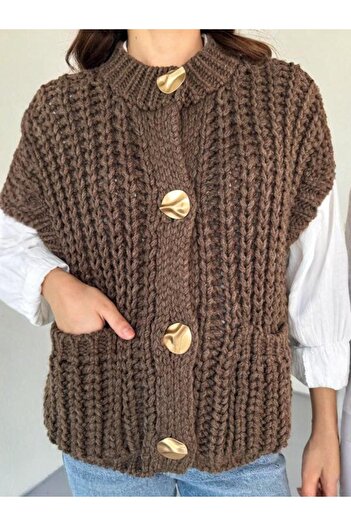 My Blog Brown Thick Knitted Trend Vest - 2395