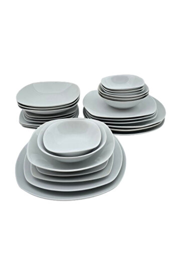 Cesiro Complete set of plates, 28 pieces, for 4 people, Porcelain, White