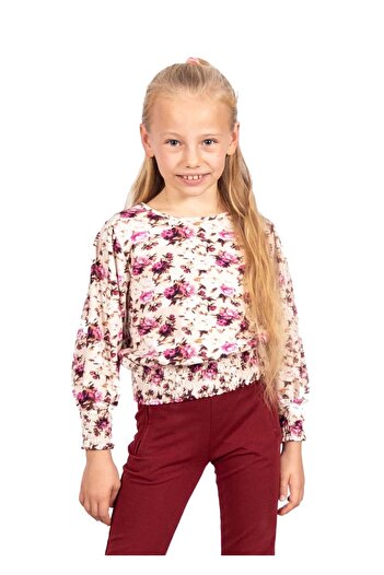 Ozmoz By Mukadder Özden Cotton Floral Printed Red Spring Winter Girl Blouse