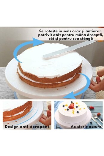 varioshop Rotating Platter for Cake Decoration VarioShop, 3 Spatulas, 2-in-1 Stand for Decoration and Serving,