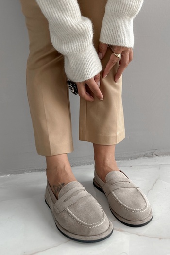 Shoebutik Γυναικείο μοκασίνι Salida Beige Suede
