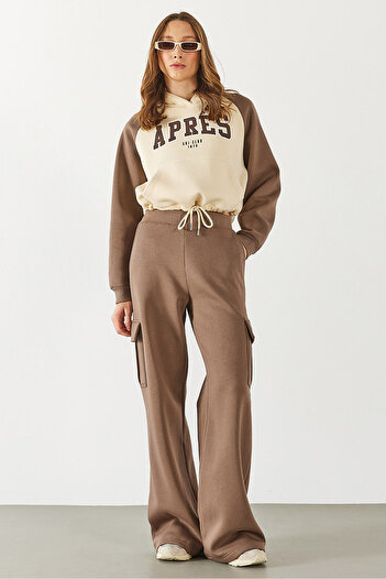 VENA Women's Cargo Pocket Straight Leg Jogging Trousers - Mink