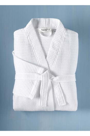 OEM Sauna Robe Cotton Waffle, 100% Cotton, White, XXL