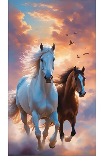 Dialands Mozaik Double Horse 45X80Cm T038 Dialands Diamond Mosaic Painting